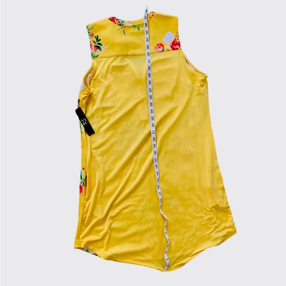 New York and Company Stretch Yellow Floral Sleeveless Dress Size Medium - Picture 2 of 3
